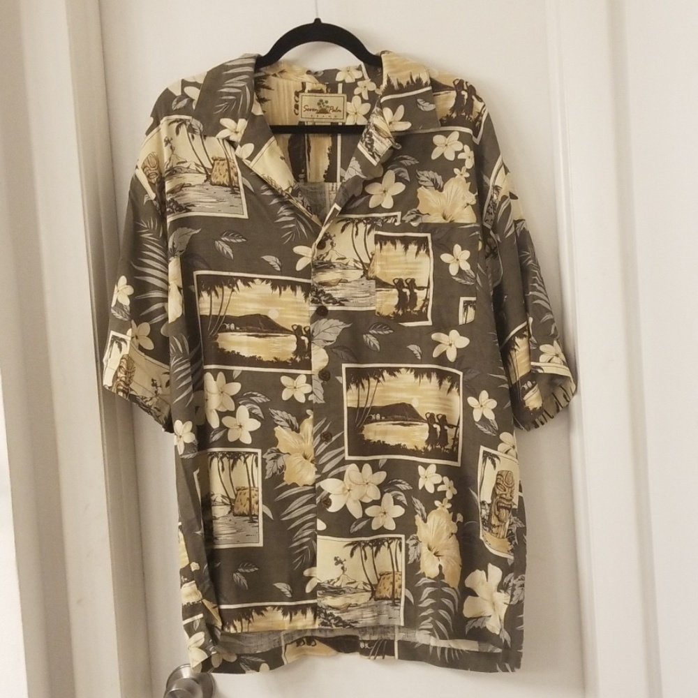 3/$20 Seven Palm Men's Silk Hawaiian Shirt